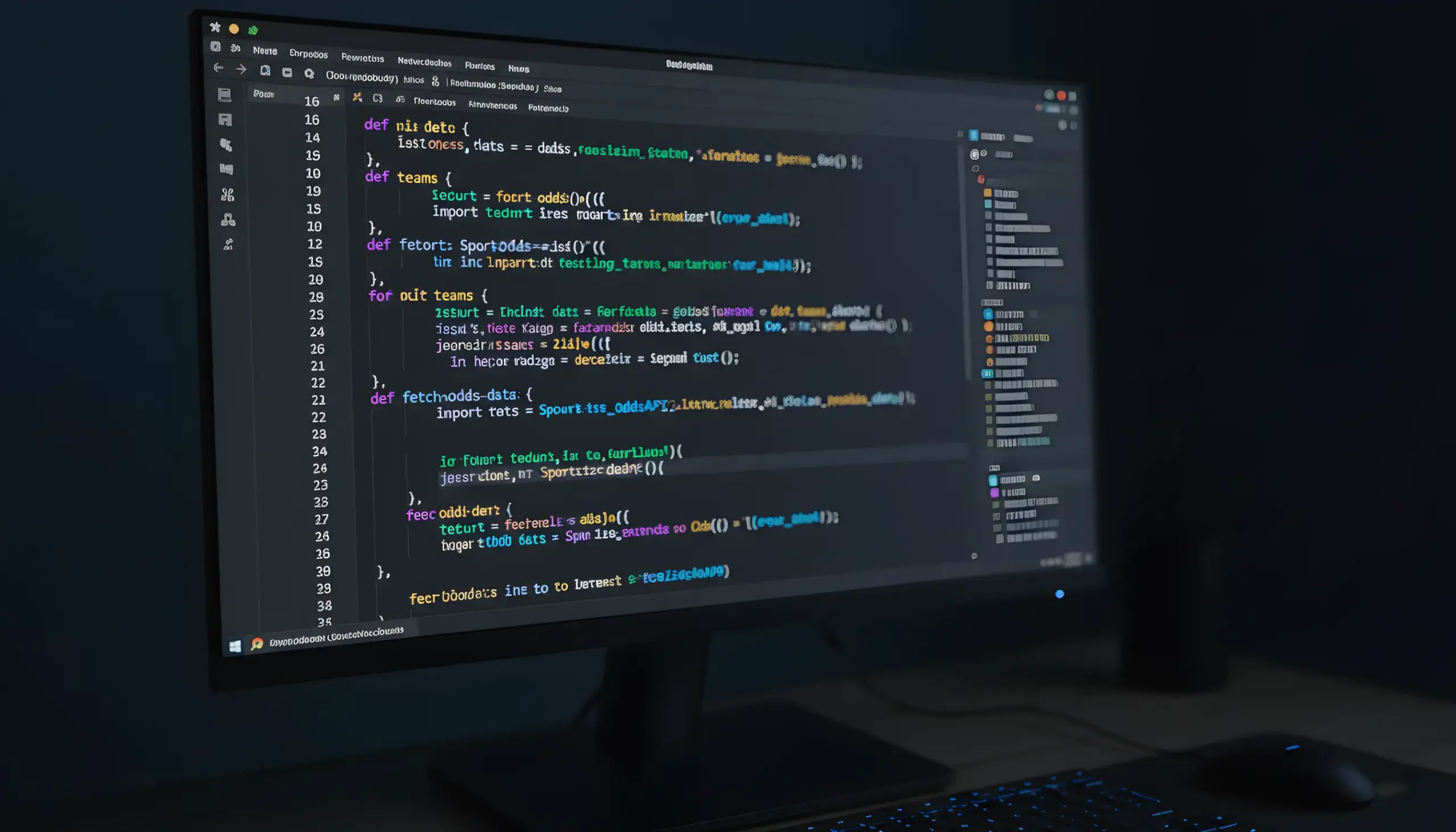 Primer plano de pantalla con código Python