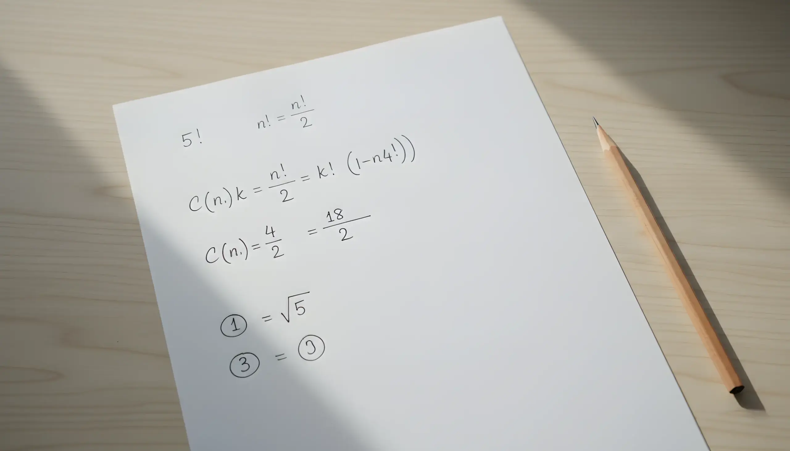Hoja de papel con fórmulas matemáticas escritas a mano
