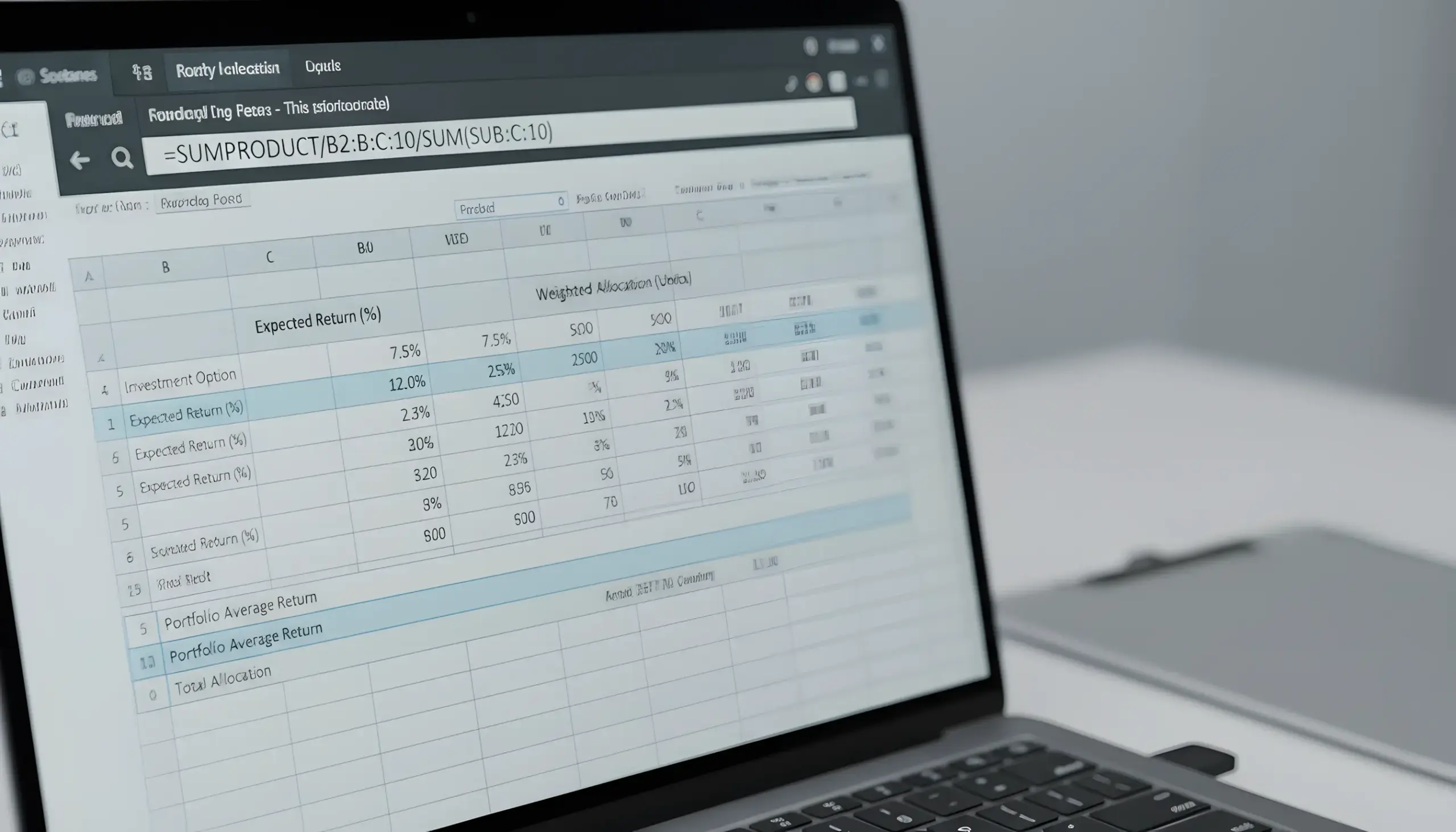 Detalle de fórmulas Excel en una hoja de cálculo