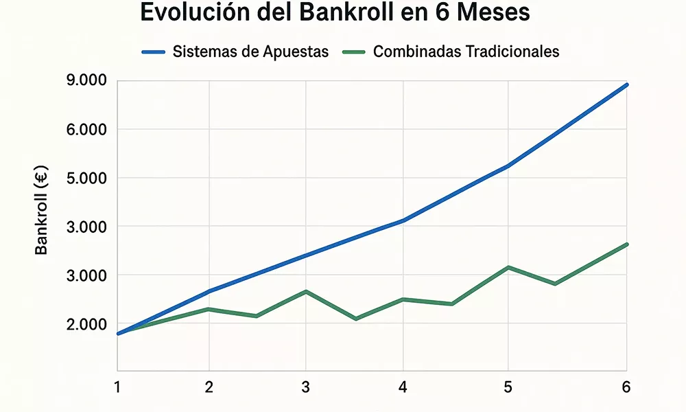Evolución del bankroll con sistemas vs combinadas