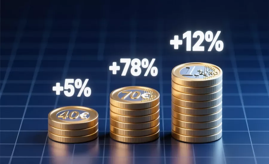 Visualización de inversión necesaria con pilas de monedas representando los diferentes niveles de bankroll para cada sistema de apuestas
