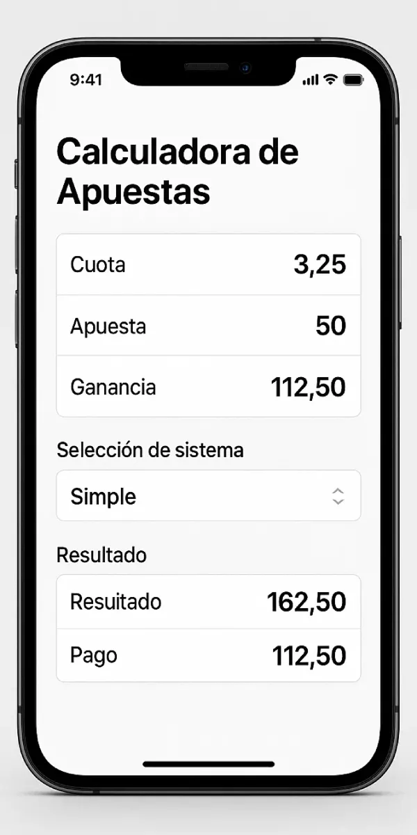 Aplicación móvil calculadora apuestas