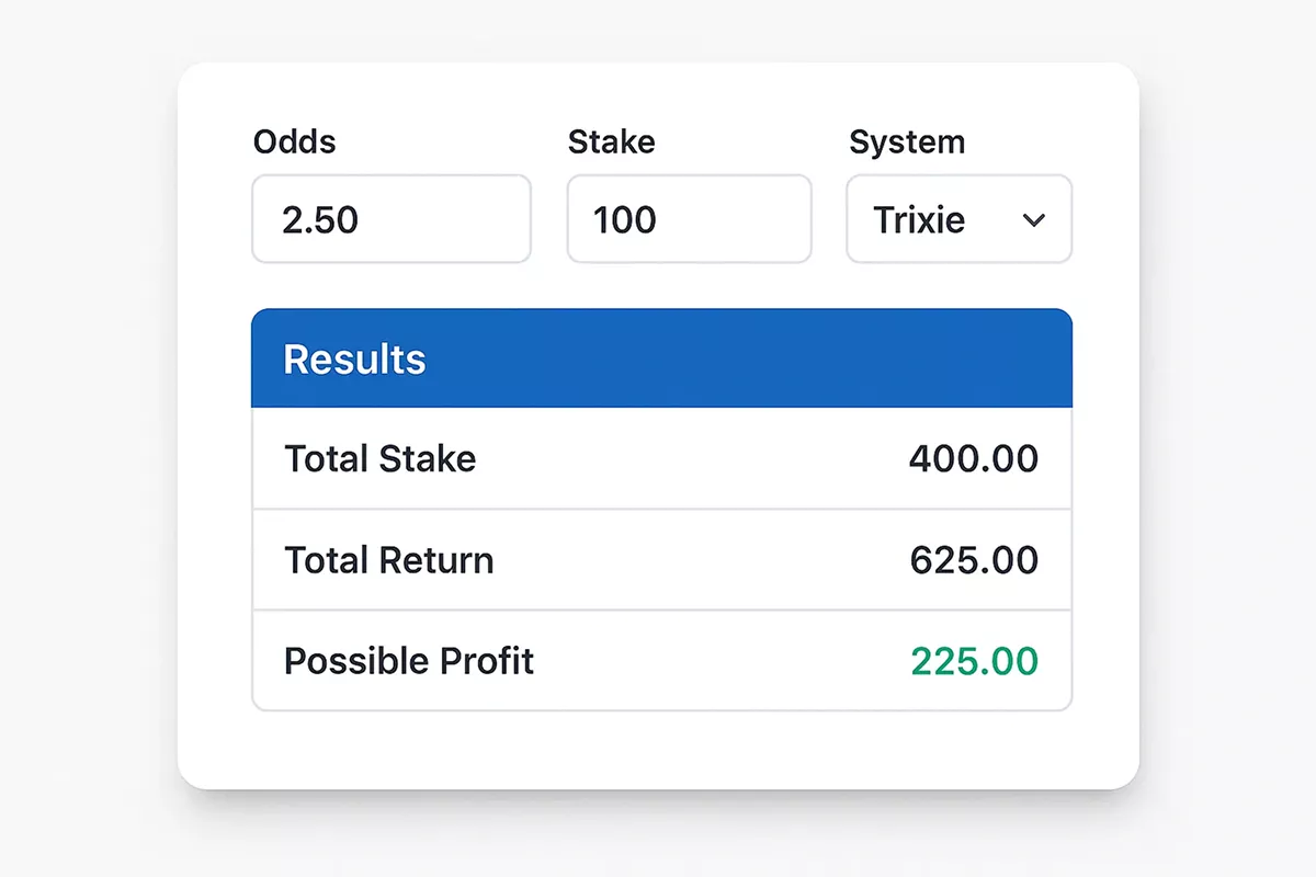 Interfaz calculadora online apuestas sistema