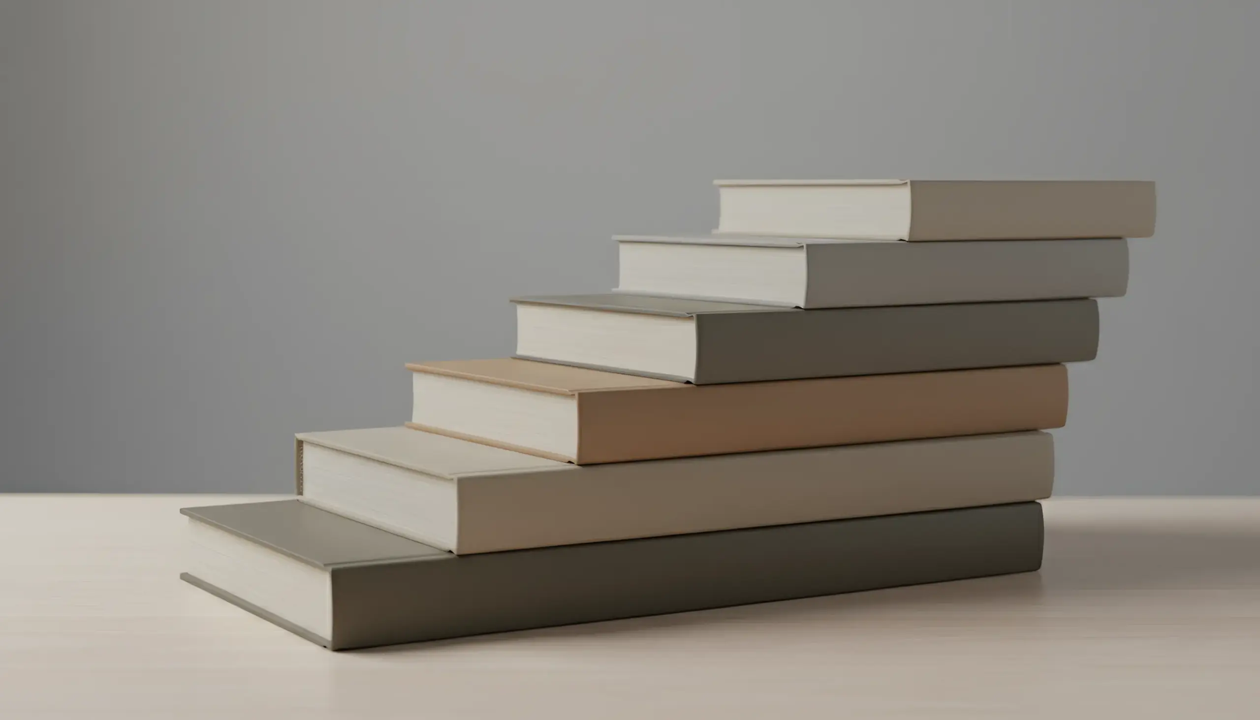 Escalera de libros representando progresión en aprendizaje