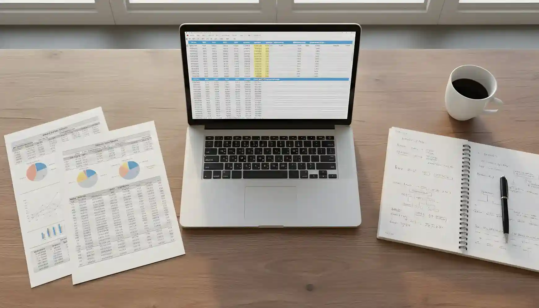Persona trabajando con documentos de análisis de apuestas
